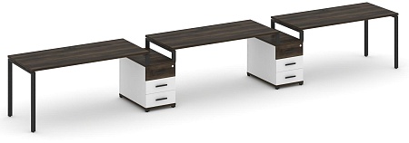 Рабочая станция на 3 места с двумя опорными тумбами CN.ORS-328 B/W