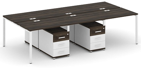 Рабочая станция на 6 мест с двумя двухсторонними опорными тумбами CN.DRS-341 B/W