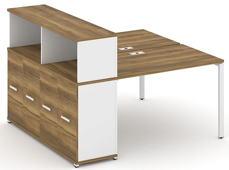 Рабочая станция с опорным распашным шкафом с надставкой низкой CN.DRS-226 B/W