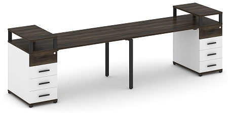 Рабочая станция на 2 места с двумя опорными тумбами CN.ORS-426 B/W