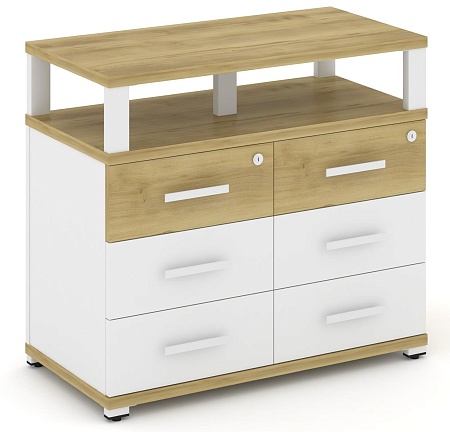 Тумба приставная широкая 6 ящиков. С надставкой широкой CN.TSP-009 B/W