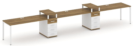 Рабочая станция на 3 места с двумя опорными тумбами CN.ORS-452 B/W