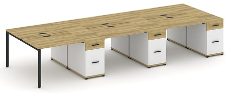 Рабочая станция на 6 мест с четыремя опорными тумбами CN.DRS-461 B/W