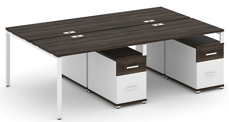 Рабочая станция на 4 места с двумя двухсторонними опорными тумбами CN.DRS-322 B/W