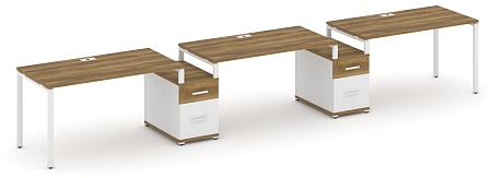 Рабочая станция на 3 места с двумя опорными тумбами CN.ORS-331 B/W