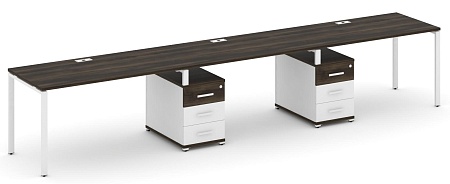 Рабочая станция на 3 места с двумя опорными тумбами CN.ORS-335 B/W