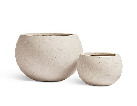 Кашпо TREEZ Effectory Beton Полусфера Белый песок д-43 см, в-29 см