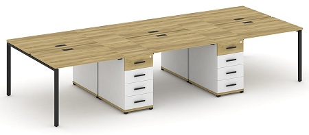Рабочая станция на 6 мест с четыремя опорными тумбами CN.DRS-449 B/W