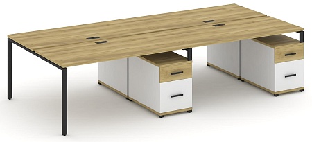 Рабочая станция на 4 места с двумя двухсторонними опорными тумбами CN.DRS-324 B/W