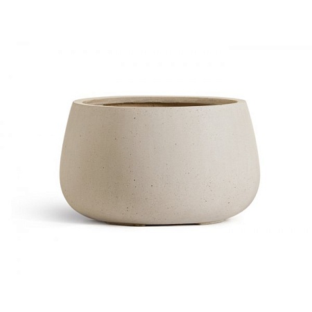 Кашпо TREEZ Effectory Beton Низкая Design-чаша Белый песок в-30 см, д-49 см