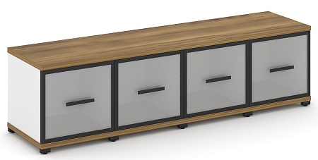 Шкаф пять узких секций, 1 ниша (4 фасада стекло белое матовое в раме, 1 ниша) CN.STU-143 RM B/W