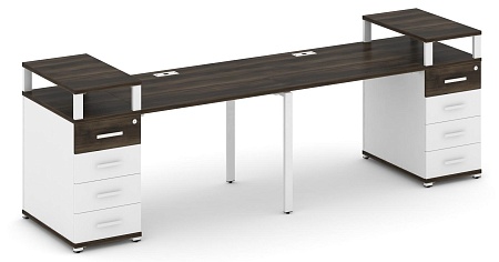 Рабочая станция на 2 места с двумя опорными тумбами CN.ORS-425 B/W