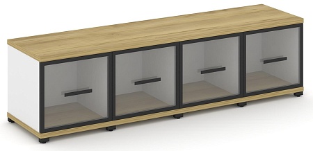 Шкаф пять узких секций, 1 ниша (4 фасада стекло прозрачное в раме, 1 ниша) CN.STU-143 RP B/W