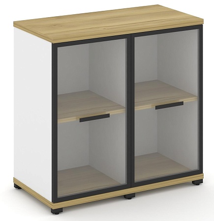 Шкаф две узкие секции, 2 ниши (2 фасада стекло прозрачное в раме, 2 ниши) CN.STU-223 RP B/W