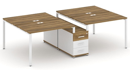 Рабочая станция на 4 места с двухсторонней опорной тумбой CN.DRS-310 B/W