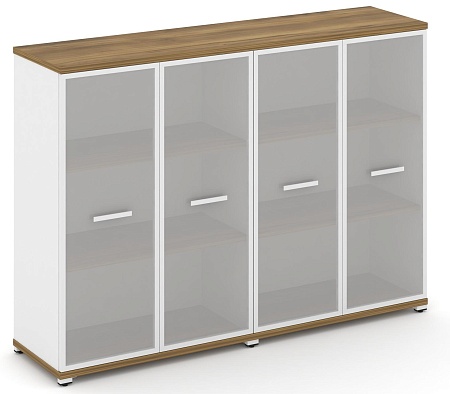 Шкаф две широкие секции, 3 ниши (4 фасада стекло белое матовое в раме, 3 ниши) CN.STS-326 RM B/W