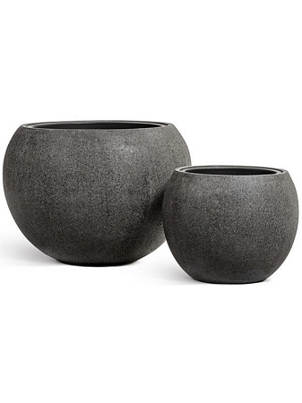 Кашпо TREEZ Effectory Stone Большая полусфера Тёмно-серый камень д-40 см, в-32 см