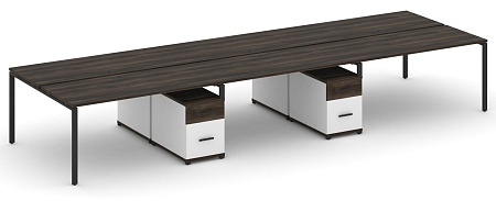 Рабочая станция на 6 мест с двумя двухсторонними опорными тумбами CN.DRS-348 B/W