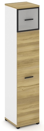 Шкаф одна узкая секция, 5 ниш (фасад ЛДСП на 4 ниши + фасад стекло белое матовое в раме, на 1 нишу) CN.STU-517 RM B/W