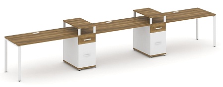 Рабочая станция на 3 места с двумя опорными тумбами CN.ORS-455 B/W