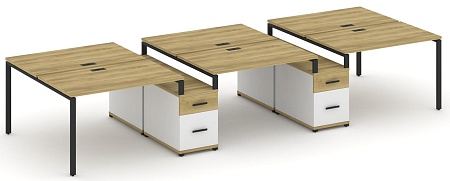 Рабочая станция на 6 мест с двумя двухсторонними опорными тумбами CN.DRS-338 B/W
