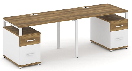 Рабочая станция на 2 места с двумя опорными тумбами CN.ORS-322 B/W