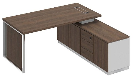 Стол руководителя на опорной тумбе с декоративной вставкой правый БР 107R