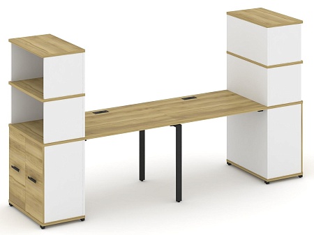 Рабочая станция с опорными распашными шкафами с надставкой высокой CN.ORS-229 B/W