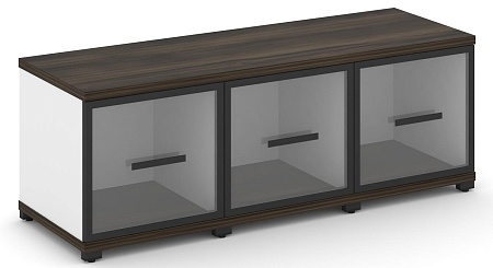 Шкаф три узкие секции, 1 ниша (3 фасада стекло прозрачное в раме, 1 ниша) CN.STU-133 RP B/W