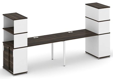 Рабочая станция с опорными шкафом купе с надставкой высокой CN.ORS-242 B/W