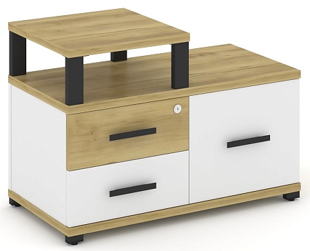 Тумба приставная широкая 2 ящика + 1 распашной фасад. С надставкой узкой. CN.TSP-005 B/W