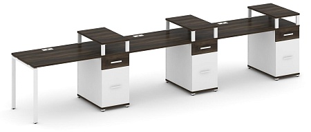 Рабочая станция на 3 места с тремя опорными тумбами CN.ORS-461 B/W