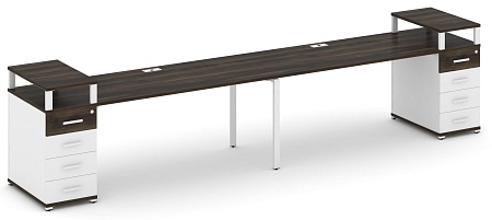 Рабочая станция на 2 места с двумя опорными тумбами CN.ORS-428 B/W