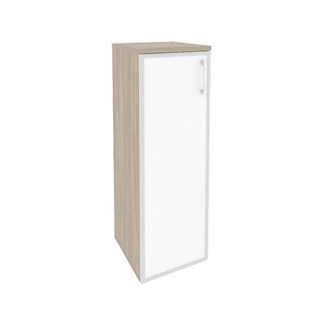 Шкаф средний узкий левый (1 средний фасад стекло лакобель в раме) O.SU-2.4R(L)white