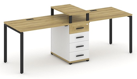 Рабочая станция на 2 места с одной опорной тумбой CN.ORS-417 B/W