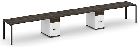 Рабочая станция на 3 места с двумя опорными тумбами CN.ORS-440 B/W