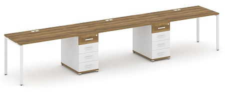 Рабочая станция на 3 места с двумя опорными тумбами CN.ORS-434 B/W