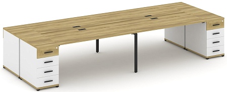 Рабочая станция на 4 места с двумя опорными тумбами CN.DRS-428 B/W