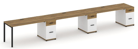 Рабочая станция на 3 места с тремя опорными тумбами CN.ORS-447 B/W