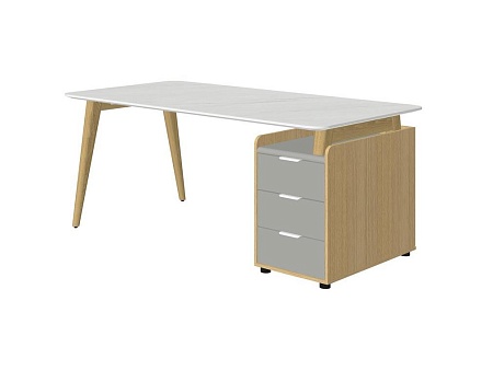 Стол рабочий прямой с опорной тумбой Rem-180.1R+ Rem-32