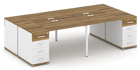 Рабочая станция на 4 места с двумя опорными тумбами CN.DRS-425 B/W