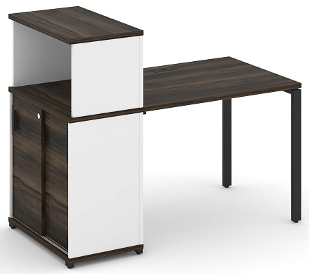 Стол рабочий с опорным шкафом купе с надставкой низкой CN.SP-237 B/W