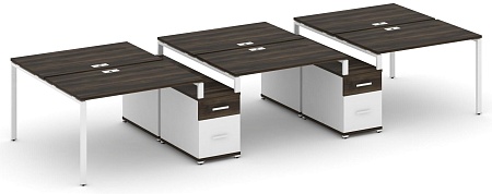 Рабочая станция на 6 мест с двумя двухсторонними опорными тумбами CN.DRS-338 B/W