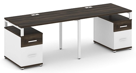 Рабочая станция на 2 места с двумя опорными тумбами CN.ORS-322 B/W