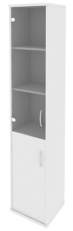 Шкаф высокий узкий левый (1 низкая дверь ЛДСП, 1 средняя дверь стекло) А.СУ-1.2 (L)