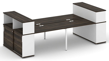 Рабочая станция с опорными шкафами купе с надставкой низкой CN.DRS-282 B/W