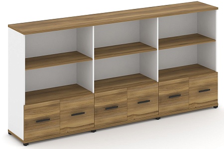 Шкаф три широкие секции, 3 ниши (6 фасадов ЛДСП, 1 ниша) CN.STS-331 B/W