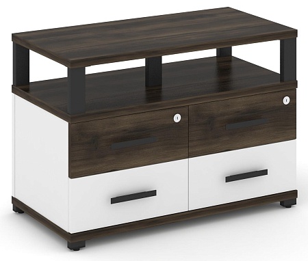 Тумба приставная широкая 4 ящика. С надставкой широкой. CN.TSP-003 B/W