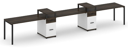 Рабочая станция на 3 места с двумя опорными тумбами CN.ORS-455 B/W