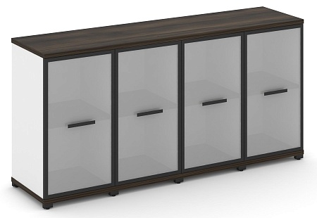 Шкаф четыре узкие секции, 2 ниши (4 фасада стекло белое матовое в раме, 2 ниши ) CN.STU-243 RM B/W